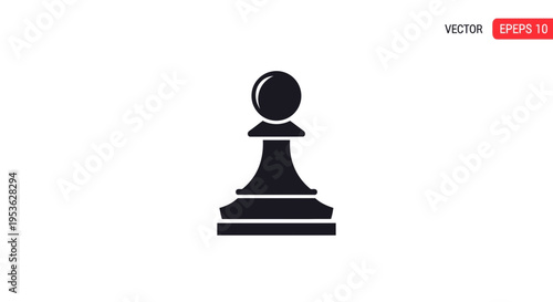 Black Chess Pawn Piece Icon Symbol.