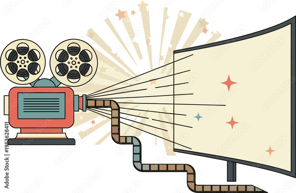 Fototapeta premium A film projector is playing a movie on the screen