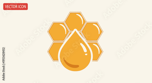 Honeycomb with a drop of honey.