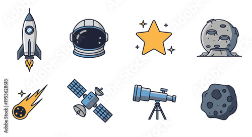 Space objects and astronomy symbols 7.