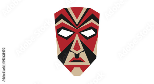 Vibrant Tribal Red Face Mask Design.