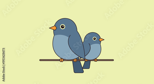 Two small blue birds sitting together.