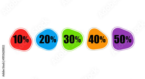 Discount percentage colorful icons set.