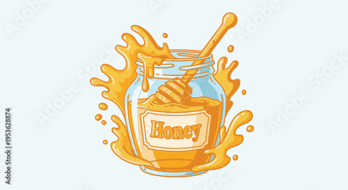 Golden honey in a jar 1.