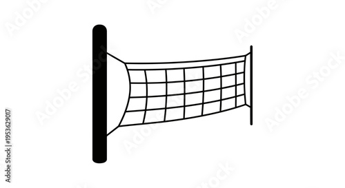 Black volleyball net with pole.