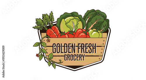 Golden Fresh Grocery Vegetable Logo.
