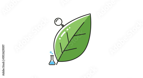 Green leaf with science test tube.