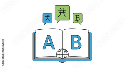 Open book with letters on pages.