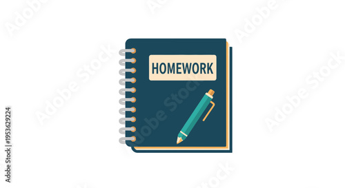 Notebook and pen for homework study.