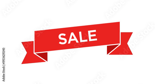 Red sale banner label icon.