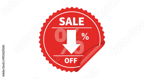 Red sale discount sticker emblem icon.