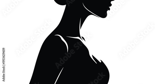 Elegant Silhouette of a Womans Profile.