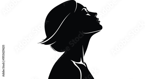 Silhouette of a Woman Looking Upwards with Hope.