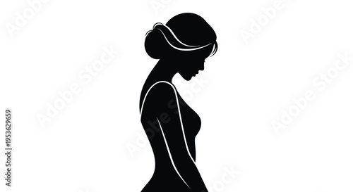 Elegant Silhouette of a Woman with Updo Hairstyle.