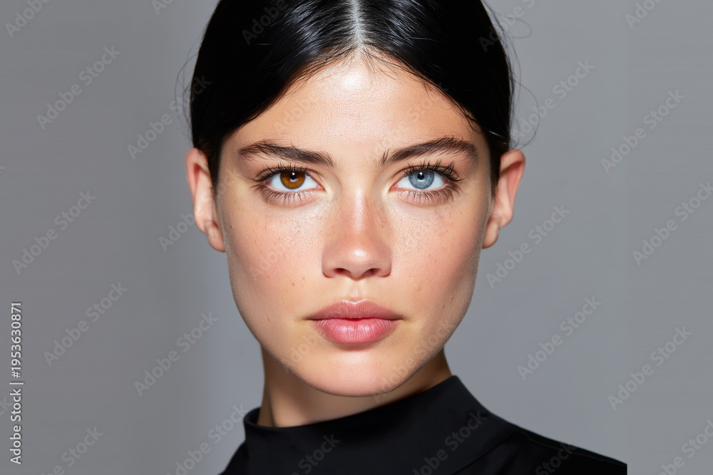 Fototapeta premium Young woman with heterochromia different colored eyes