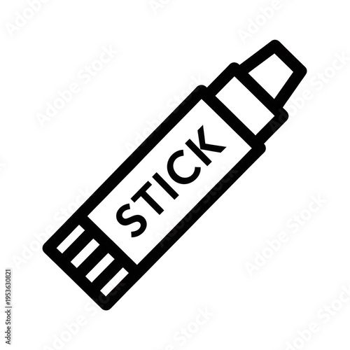 A black and white sticker with the word stick on it