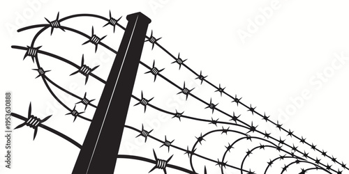 A close-up view of a barbed wire fence