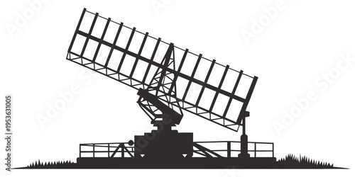 Radar antenna on a grassy field