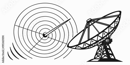 A large satellite dish on a tower