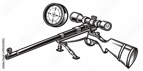A rifle with a scope and a compass