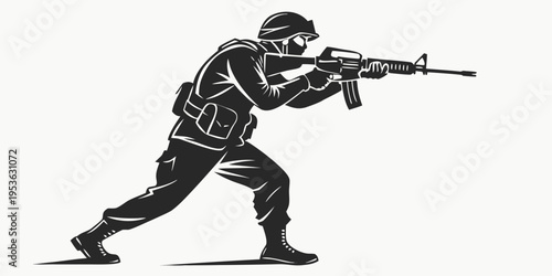 A soldier in combat stance holding a rifle