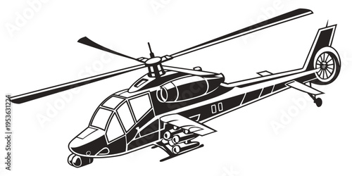 A black helicopter with rotor blades
