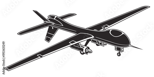 A black and white drawing of a drone