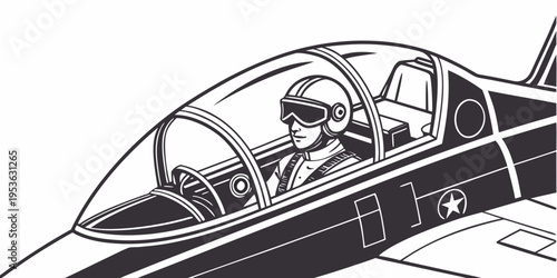 Pilot in a fighter jet cockpit wearing a helmet