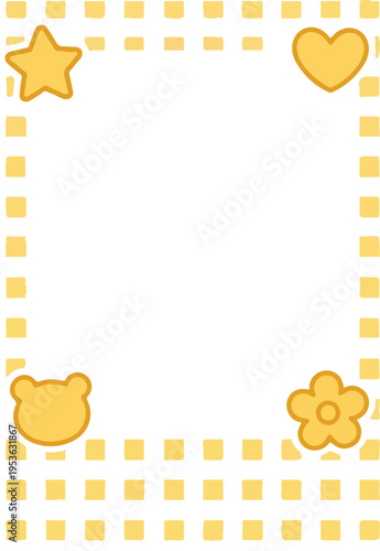 Photocall Polaroid Frame Template With Yellow Gingham Pattern And Adorable Shape Vector transparent