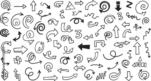Hand-Drawn Sketchy Arrow Elements: Hand-Drawn Doodle Vector Collection