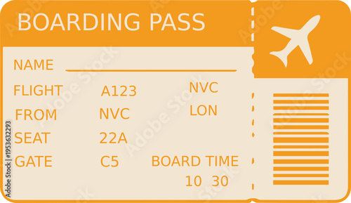 Airline Boarding Pass Ticket with Airplane Silhouette
