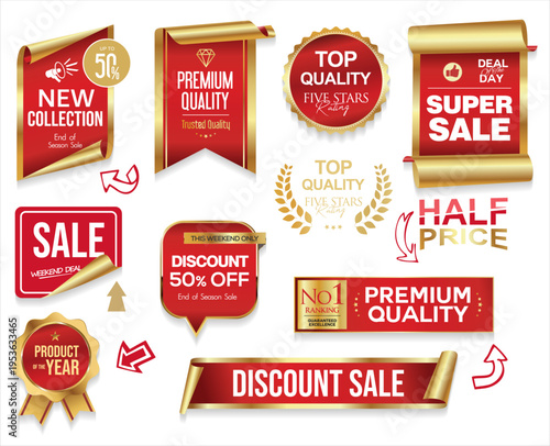 Sale banner badges and emblems collection concept discount promotion layout on white background 