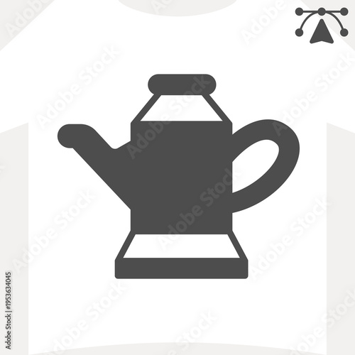 Can with automobile oil solid icon, vehicle repair concept. Vector graphics. Oil canister sign and editable stroke, glyph style icon for mobile or web design.