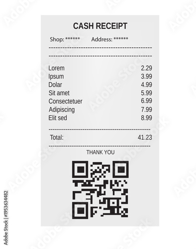 White store receipt. vector illustration