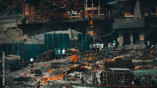 Photos Manikarnika Ghat Cremation Rituals with Burning Pyres and Sacred Traditions on t