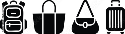 Travel Essentials and Daily Routine Icon Set.