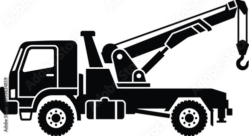 Silhouette of a tow truck with crane and hook, roadside service
Silhouette tow truck vehicle graphic symbol icon for roadside assistance and recovery services vector
