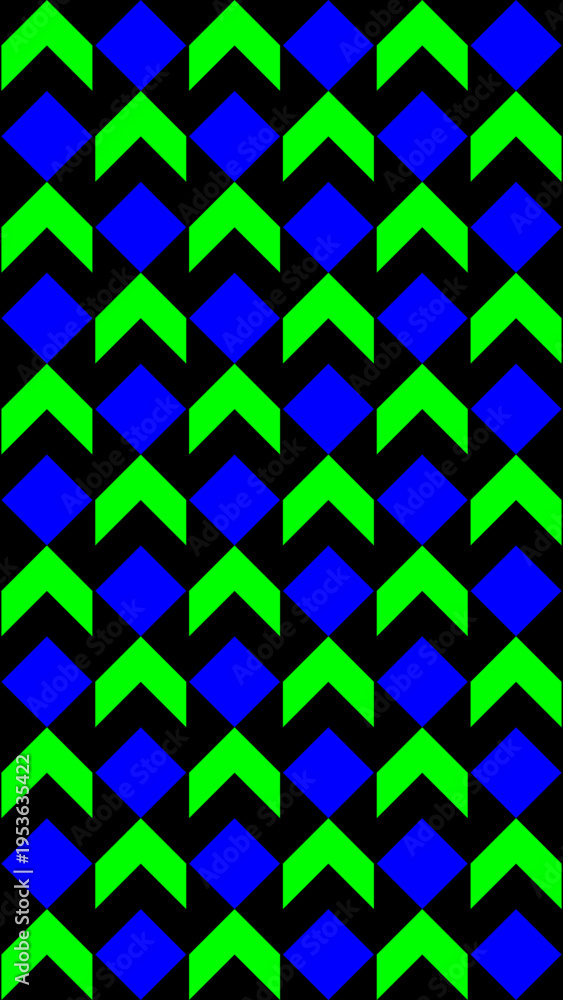 Obraz premium Green Chevron and Blue Diamond Repeating Pattern
