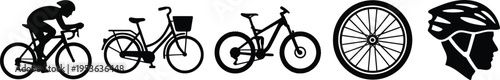 Collection of various bicycle and unicycle icons in a grid layout, showcasing different styles and wheel configurations
