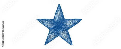Minimalist blue hand-drawn star icon for branding stickers and celestial themes.