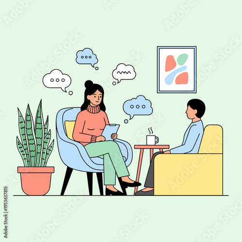 Flat Vector Therapy and Counseling Scene