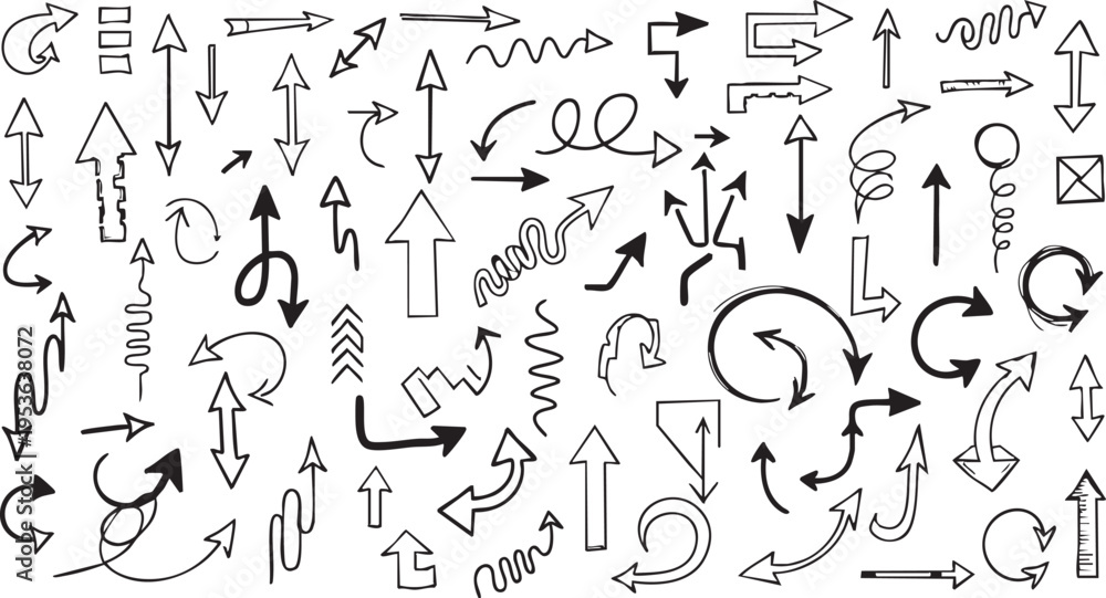 Fototapeta premium Seamless Hand-Drawn Arrow Pattern: Sketchy Doodle Vector Background