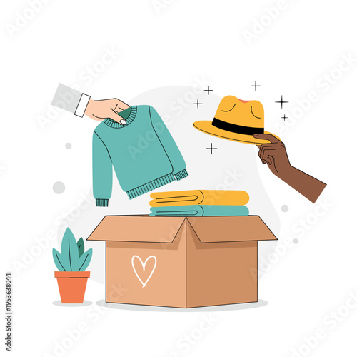 Sustainable Fashion Swap Box Vector Illustration