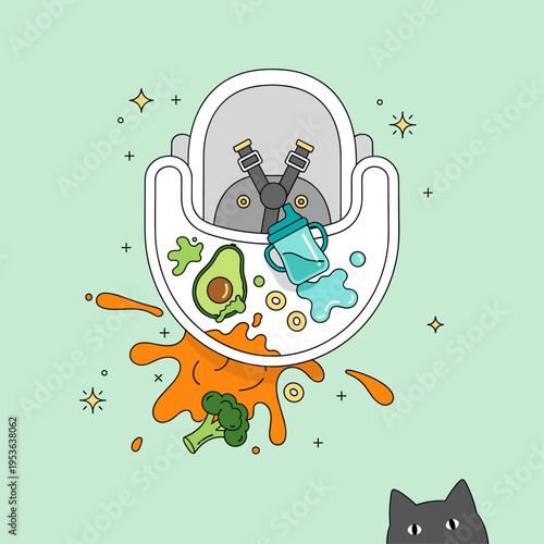 Top-Down Vector Illustration of a Baby Weaning Food Mess
