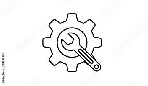 Settings gear icon configuration system outline vector illustration