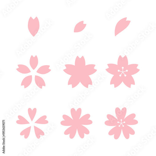 桜の花びらの素材セット