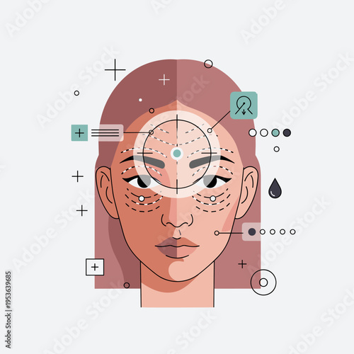 Minimalist Vector Illustration of Aesthetic Facial Analysis Map