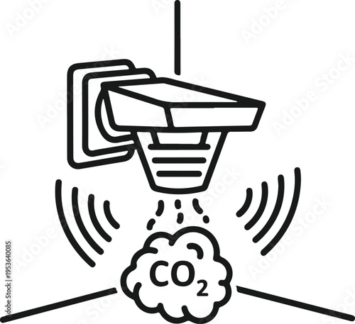 Smart carbon dioxide detector device emitting alert signals during detection of high co2 levels inside room for environmental safety