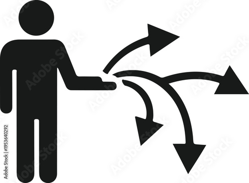 Man choosing different paths, multiple directions, option selection, decision making process, crossroads of life, uncertainty of future