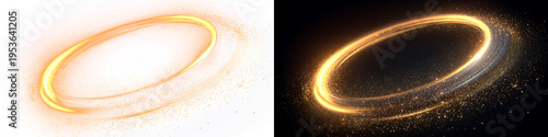 Glowing Circular Light Trail Overlay on Transparent Background for Visual Effects